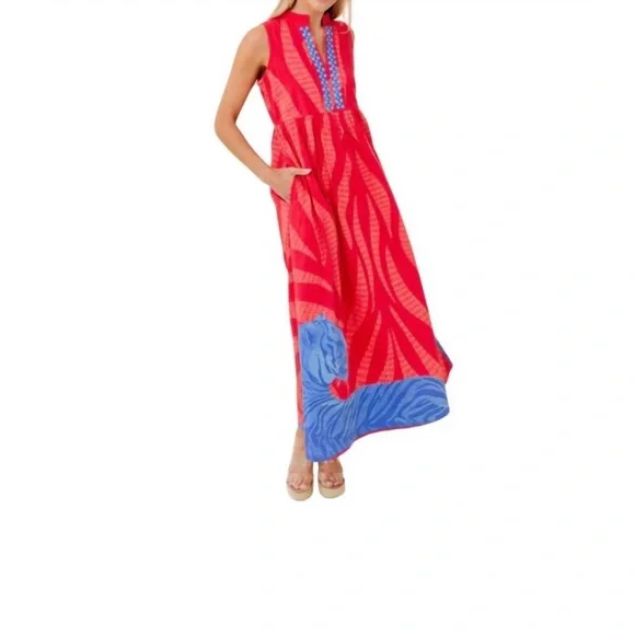 Sheridan french Red and Blue Sleeveless Maxi Dress - Tigress - NWT - Picture 2 of 8